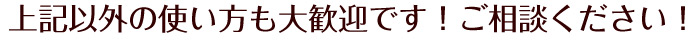 上記以外の使い方も大歓迎です!ご相談ください!